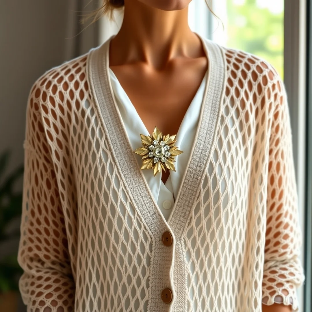Cardigan Summer Layering - 14 Summer Brooch Outfits for Unique Statement Styling