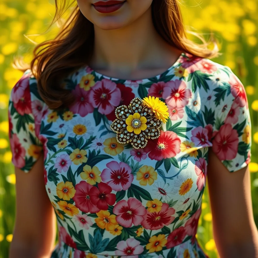 Floral Print Pairing - 14 Summer Brooch Outfits for Unique Statement Styling