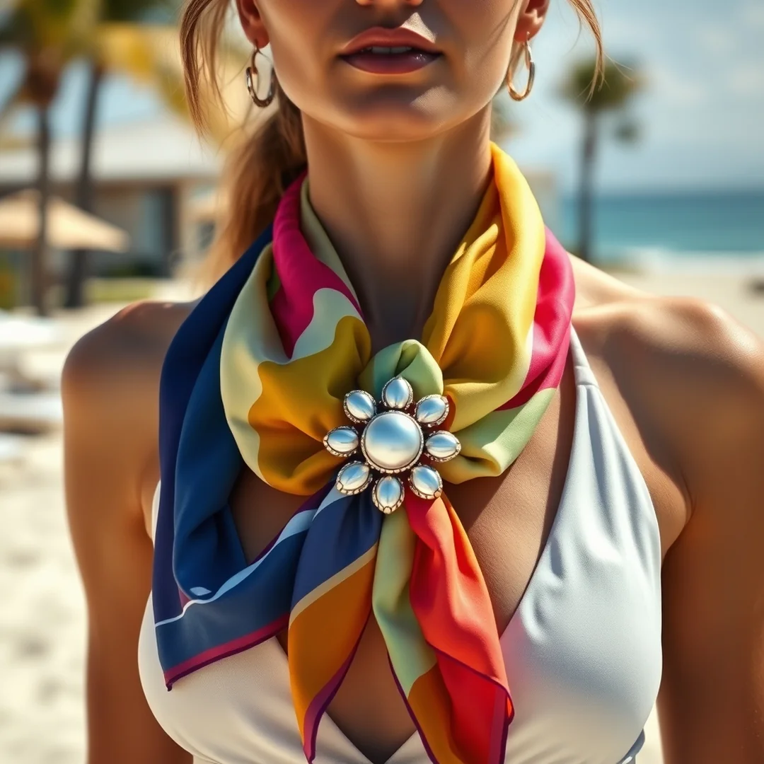Silk Scarf Knots - 14 Summer Brooch Outfits for Unique Statement Styling